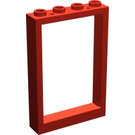 Lego rám okna 1x4x5, červená (4100415)
